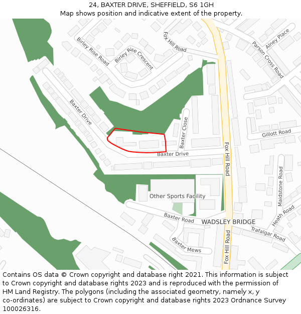 24, BAXTER DRIVE, SHEFFIELD, S6 1GH: Location map and indicative extent of plot