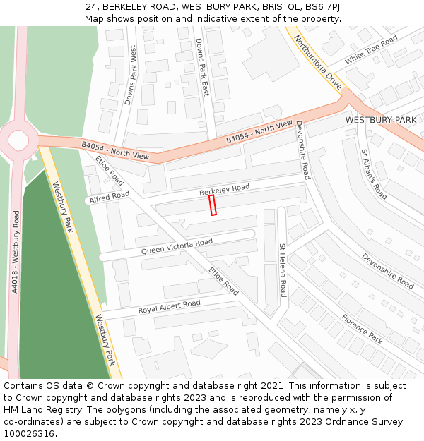 24, BERKELEY ROAD, WESTBURY PARK, BRISTOL, BS6 7PJ: Location map and indicative extent of plot