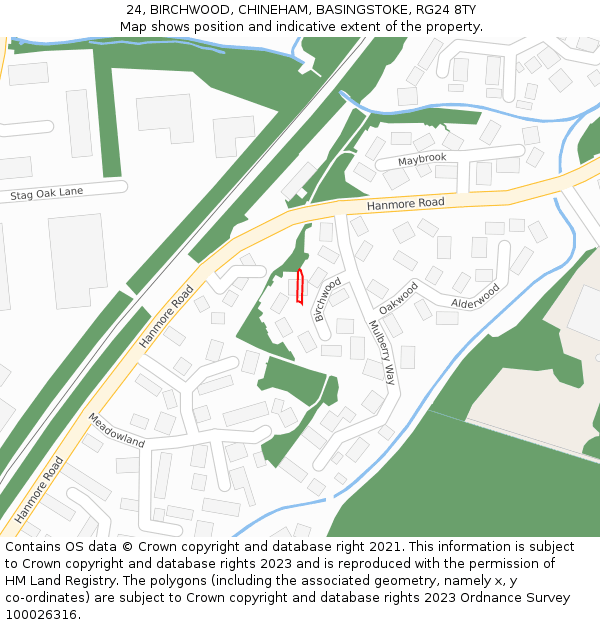 24, BIRCHWOOD, CHINEHAM, BASINGSTOKE, RG24 8TY: Location map and indicative extent of plot