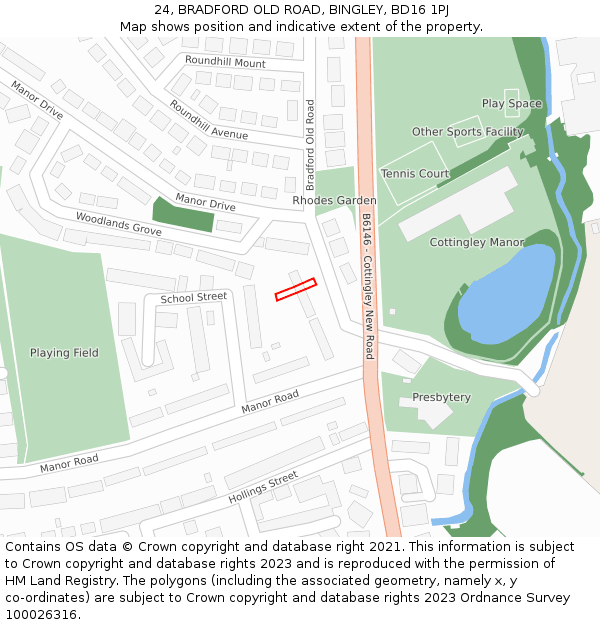 24, BRADFORD OLD ROAD, BINGLEY, BD16 1PJ: Location map and indicative extent of plot