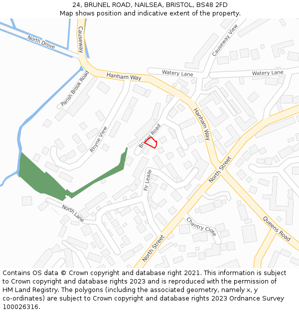 24, BRUNEL ROAD, NAILSEA, BRISTOL, BS48 2FD: Location map and indicative extent of plot