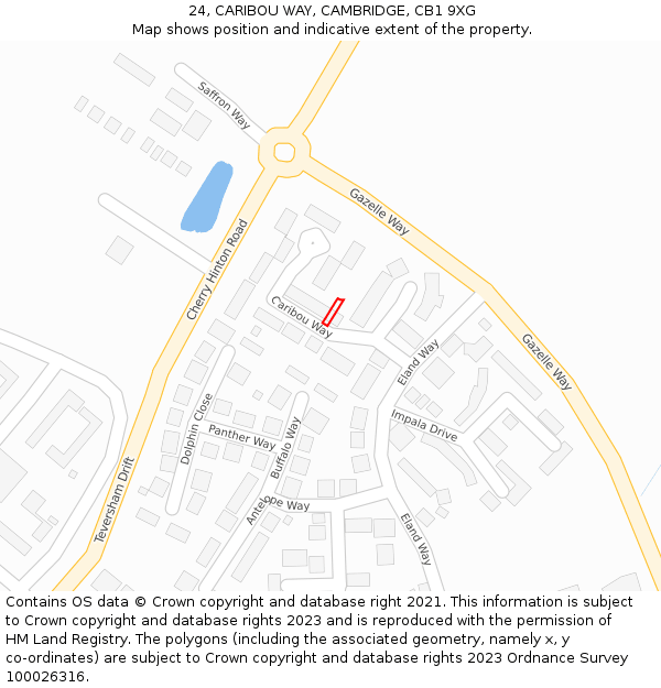 24, CARIBOU WAY, CAMBRIDGE, CB1 9XG: Location map and indicative extent of plot