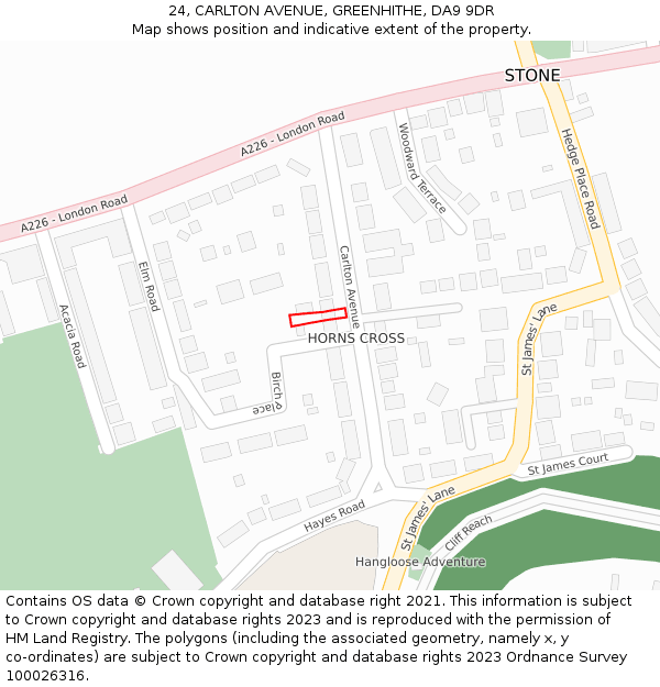 24, CARLTON AVENUE, GREENHITHE, DA9 9DR: Location map and indicative extent of plot