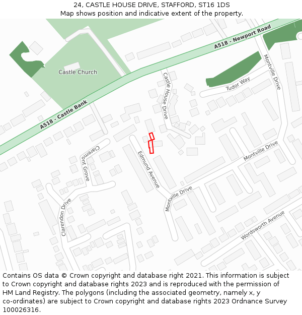 24, CASTLE HOUSE DRIVE, STAFFORD, ST16 1DS: Location map and indicative extent of plot