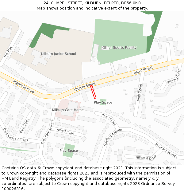 24, CHAPEL STREET, KILBURN, BELPER, DE56 0NR: Location map and indicative extent of plot