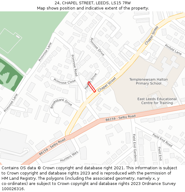 24, CHAPEL STREET, LEEDS, LS15 7RW: Location map and indicative extent of plot