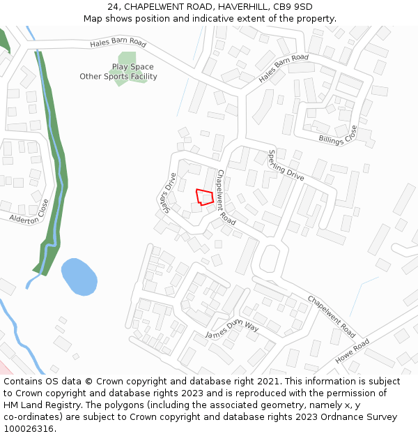 24, CHAPELWENT ROAD, HAVERHILL, CB9 9SD: Location map and indicative extent of plot