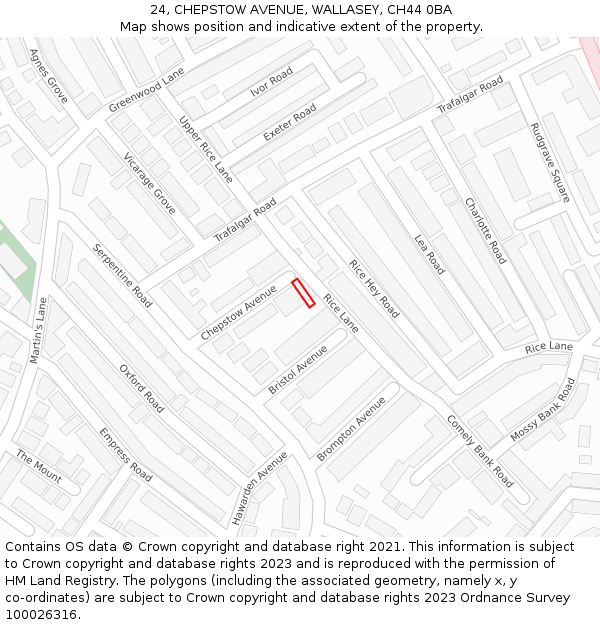 24, CHEPSTOW AVENUE, WALLASEY, CH44 0BA: Location map and indicative extent of plot