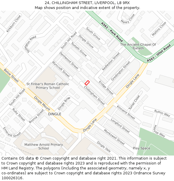 24, CHILLINGHAM STREET, LIVERPOOL, L8 9RX: Location map and indicative extent of plot