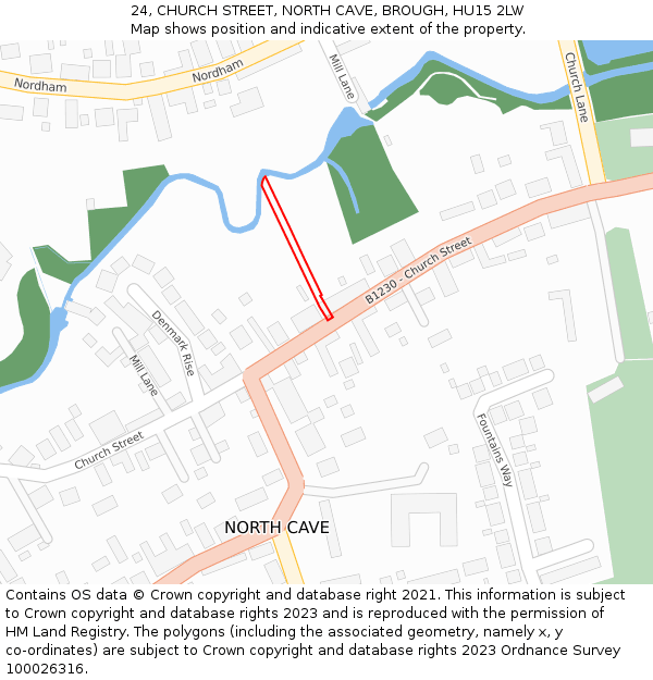 24, CHURCH STREET, NORTH CAVE, BROUGH, HU15 2LW: Location map and indicative extent of plot