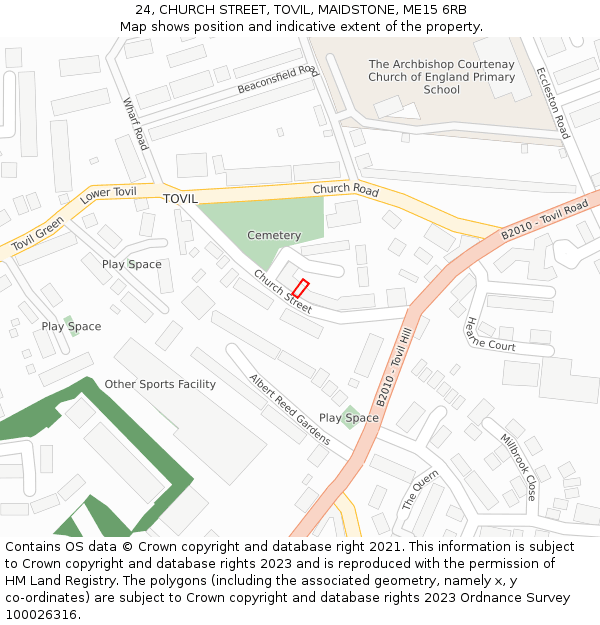 24, CHURCH STREET, TOVIL, MAIDSTONE, ME15 6RB: Location map and indicative extent of plot