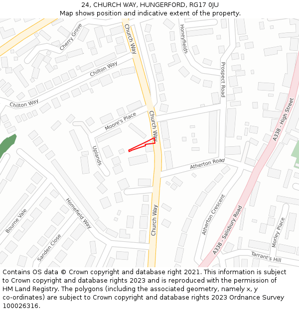 24, CHURCH WAY, HUNGERFORD, RG17 0JU: Location map and indicative extent of plot