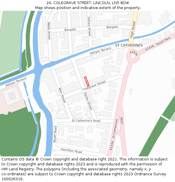 24, COLEGRAVE STREET, LINCOLN, LN5 8DW: Location map and indicative extent of plot