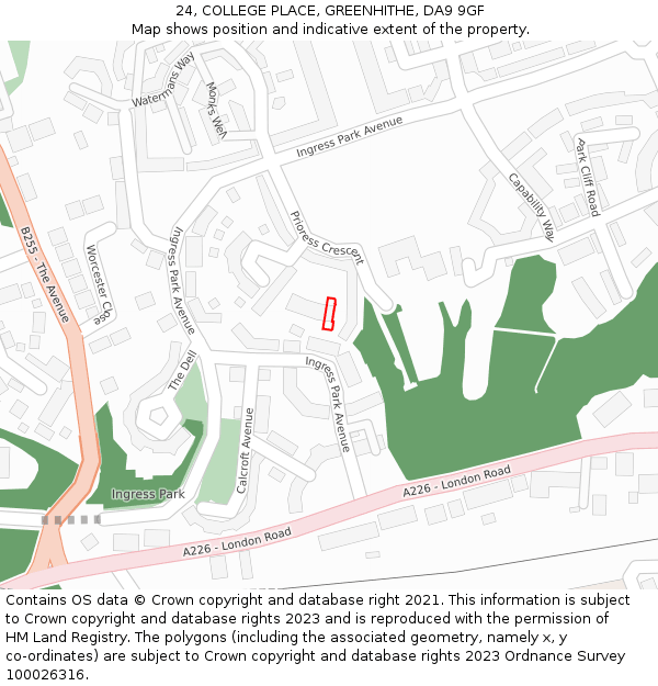 24, COLLEGE PLACE, GREENHITHE, DA9 9GF: Location map and indicative extent of plot