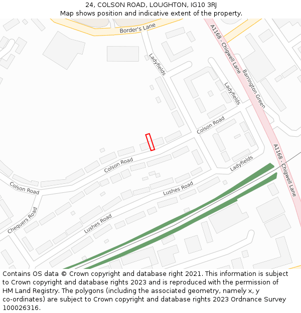 24, COLSON ROAD, LOUGHTON, IG10 3RJ: Location map and indicative extent of plot