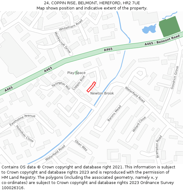 24, COPPIN RISE, BELMONT, HEREFORD, HR2 7UE: Location map and indicative extent of plot