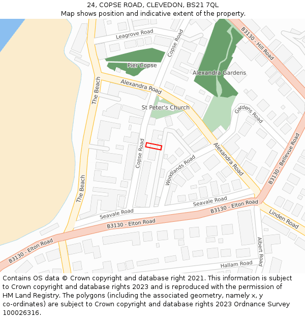 24, COPSE ROAD, CLEVEDON, BS21 7QL: Location map and indicative extent of plot