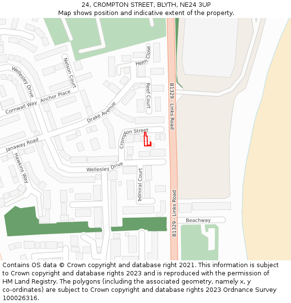 24, CROMPTON STREET, BLYTH, NE24 3UP: Location map and indicative extent of plot
