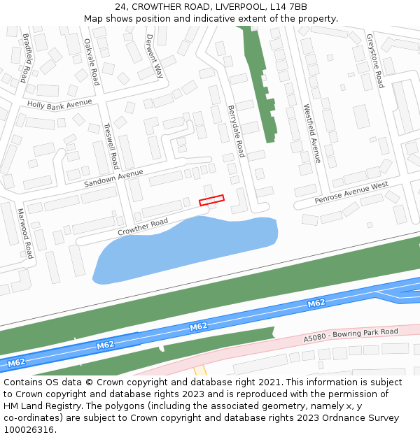 24, CROWTHER ROAD, LIVERPOOL, L14 7BB: Location map and indicative extent of plot