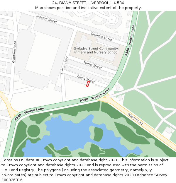 24, DIANA STREET, LIVERPOOL, L4 5RX: Location map and indicative extent of plot