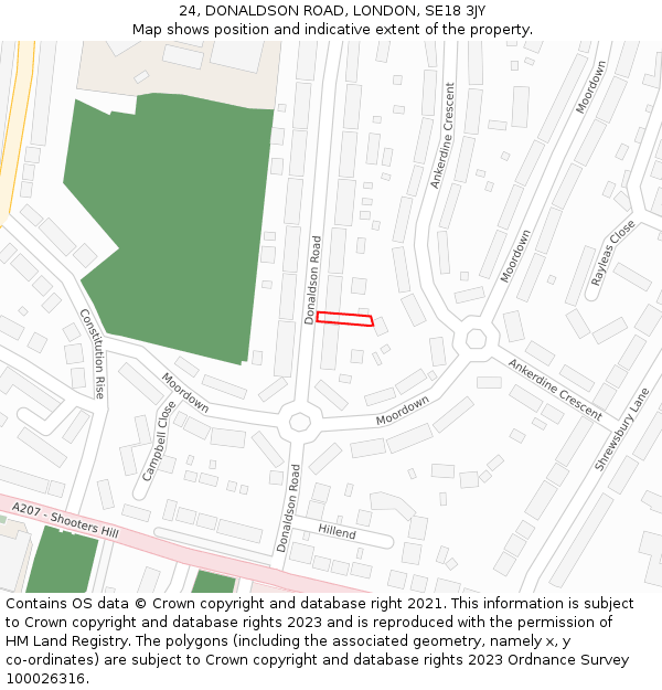 24, DONALDSON ROAD, LONDON, SE18 3JY: Location map and indicative extent of plot