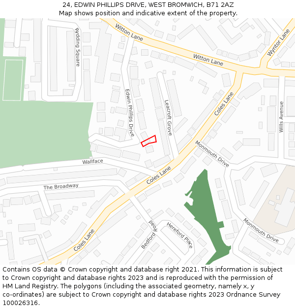 24, EDWIN PHILLIPS DRIVE, WEST BROMWICH, B71 2AZ: Location map and indicative extent of plot