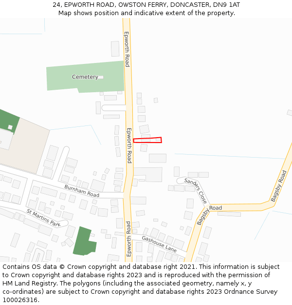 24, EPWORTH ROAD, OWSTON FERRY, DONCASTER, DN9 1AT: Location map and indicative extent of plot