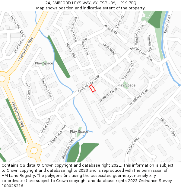 24, FAIRFORD LEYS WAY, AYLESBURY, HP19 7FQ: Location map and indicative extent of plot