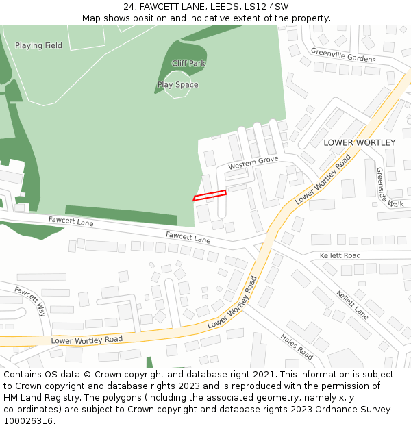 24, FAWCETT LANE, LEEDS, LS12 4SW: Location map and indicative extent of plot