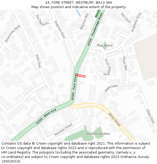 24, FORE STREET, WESTBURY, BA13 3AX: Location map and indicative extent of plot