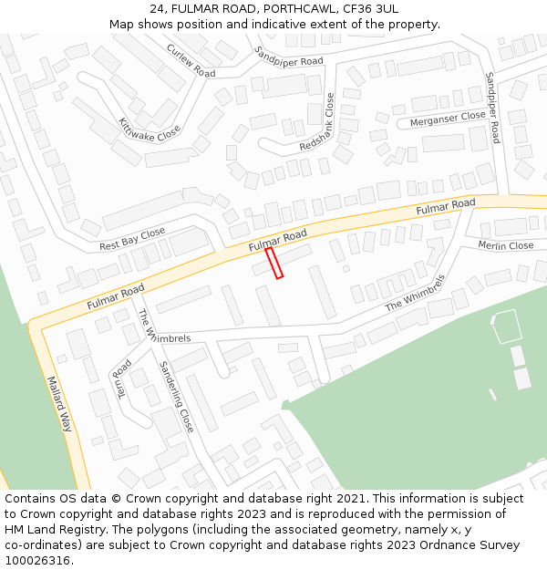 24, FULMAR ROAD, PORTHCAWL, CF36 3UL: Location map and indicative extent of plot