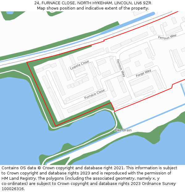 24, FURNACE CLOSE, NORTH HYKEHAM, LINCOLN, LN6 9ZR: Location map and indicative extent of plot