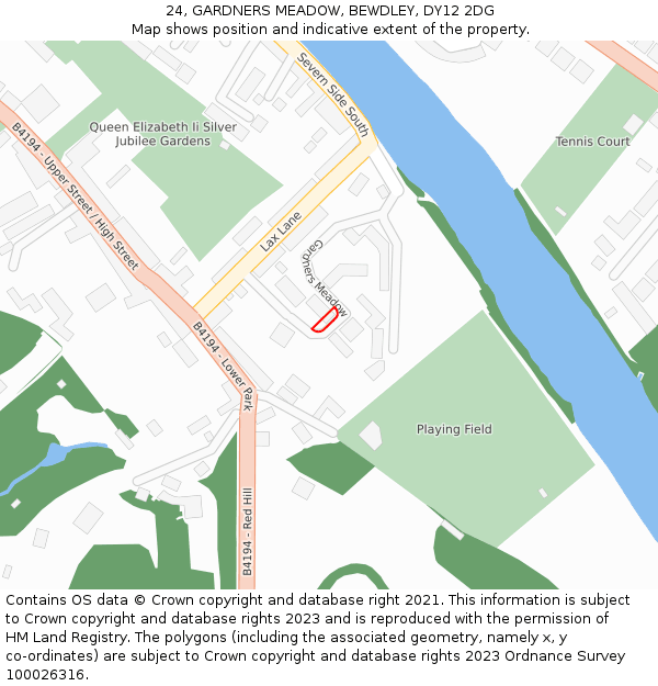 24, GARDNERS MEADOW, BEWDLEY, DY12 2DG: Location map and indicative extent of plot