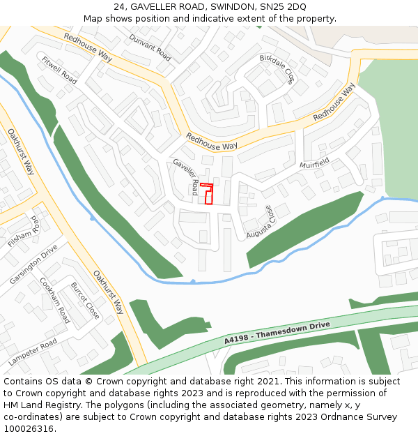 24, GAVELLER ROAD, SWINDON, SN25 2DQ: Location map and indicative extent of plot