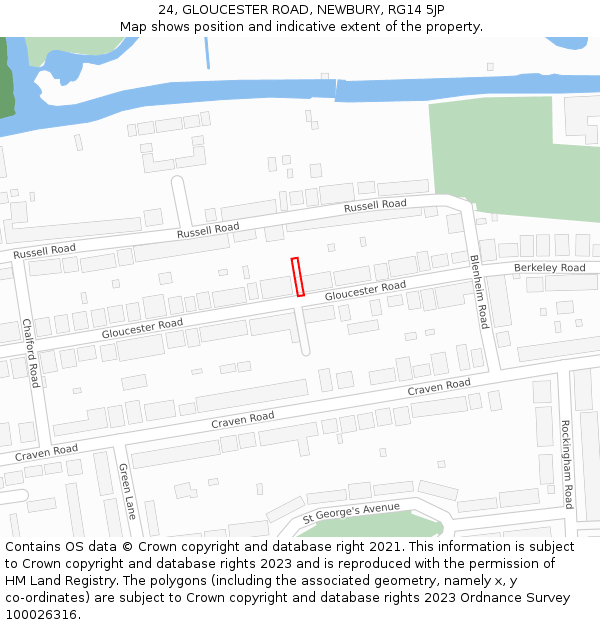 24, GLOUCESTER ROAD, NEWBURY, RG14 5JP: Location map and indicative extent of plot