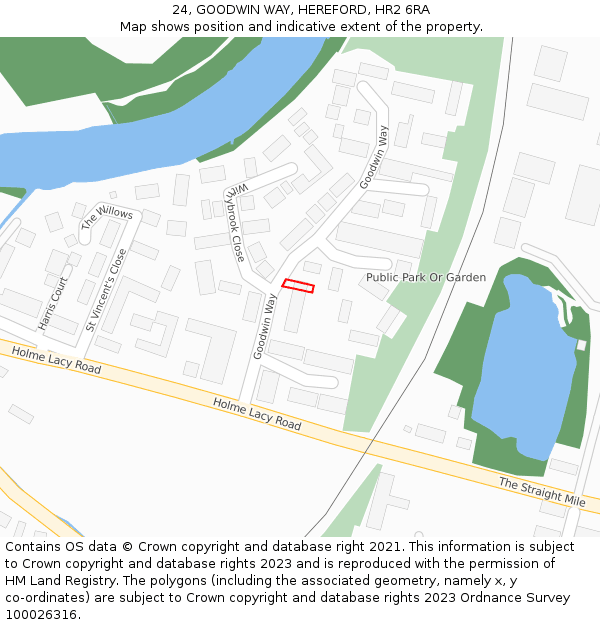 24, GOODWIN WAY, HEREFORD, HR2 6RA: Location map and indicative extent of plot