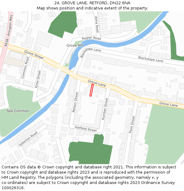 24, GROVE LANE, RETFORD, DN22 6NA: Location map and indicative extent of plot