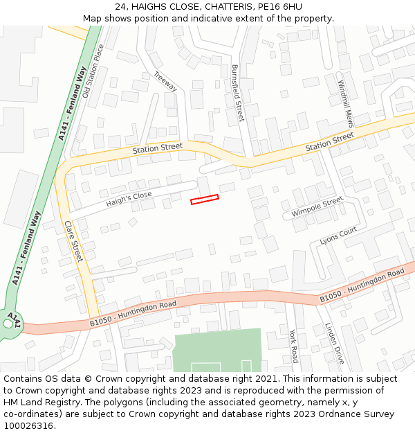 24, HAIGHS CLOSE, CHATTERIS, PE16 6HU: Location map and indicative extent of plot