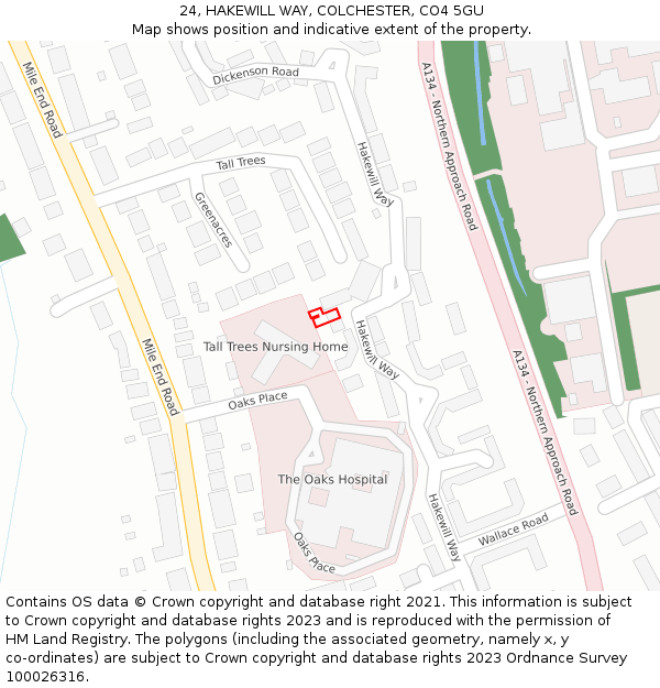 24, HAKEWILL WAY, COLCHESTER, CO4 5GU: Location map and indicative extent of plot