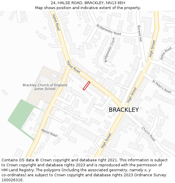 24, HALSE ROAD, BRACKLEY, NN13 6EH: Location map and indicative extent of plot