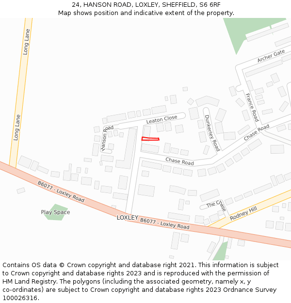 24, HANSON ROAD, LOXLEY, SHEFFIELD, S6 6RF: Location map and indicative extent of plot