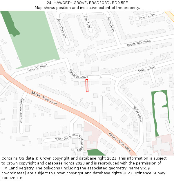24, HAWORTH GROVE, BRADFORD, BD9 5PE: Location map and indicative extent of plot