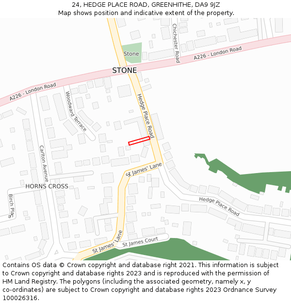 24, HEDGE PLACE ROAD, GREENHITHE, DA9 9JZ: Location map and indicative extent of plot