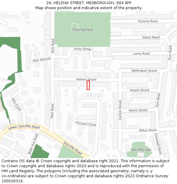 24, HELENA STREET, MEXBOROUGH, S64 9PF: Location map and indicative extent of plot