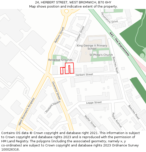 24, HERBERT STREET, WEST BROMWICH, B70 6HY: Location map and indicative extent of plot