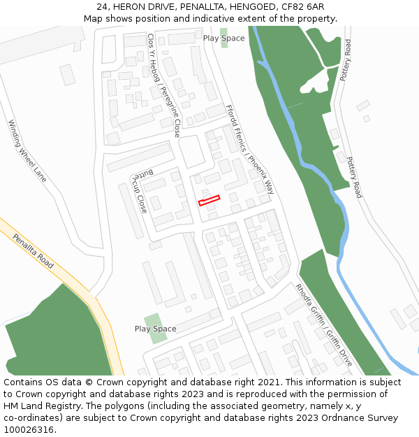 24, HERON DRIVE, PENALLTA, HENGOED, CF82 6AR: Location map and indicative extent of plot