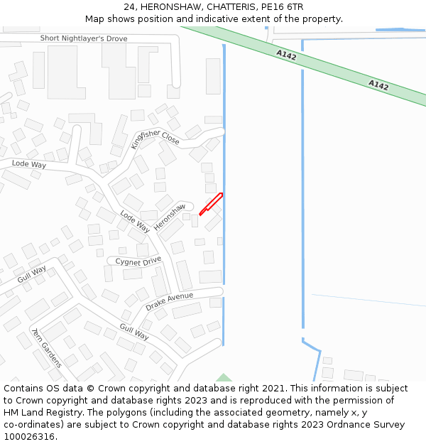 24, HERONSHAW, CHATTERIS, PE16 6TR: Location map and indicative extent of plot