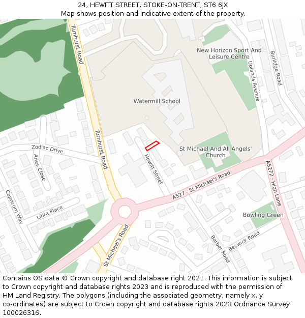 24, HEWITT STREET, STOKE-ON-TRENT, ST6 6JX: Location map and indicative extent of plot
