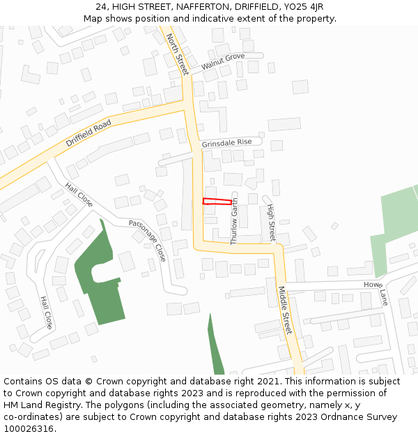 24, HIGH STREET, NAFFERTON, DRIFFIELD, YO25 4JR: Location map and indicative extent of plot