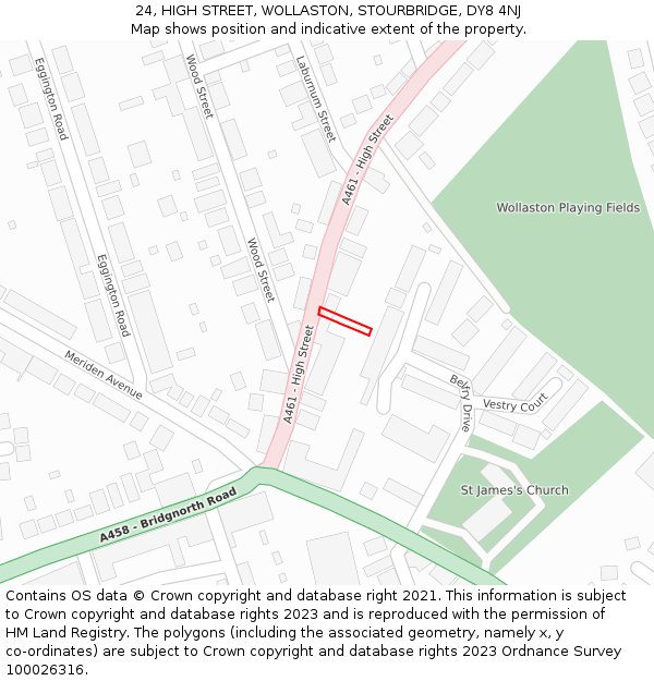 24, HIGH STREET, WOLLASTON, STOURBRIDGE, DY8 4NJ: Location map and indicative extent of plot